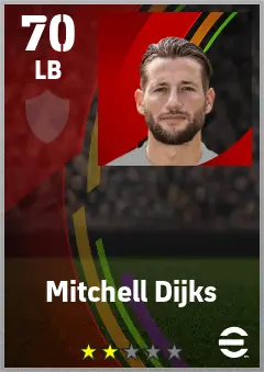 Mitchell Dijks eFootball 2026 player card — 70 OVR LB