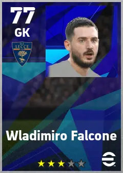 Wladimiro Falcone eFootball 2026 player card — 77 OVR GK