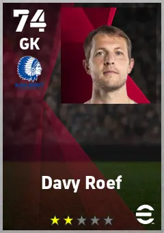 Davy Roef eFootball 2026 player card — 74 OVR GK