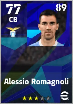 Alessio Romagnoli eFootball 2026 player card — 77 OVR CB