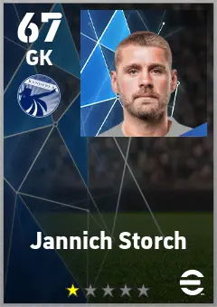 Jannich Storch eFootball 2026 player card — 67 OVR GK