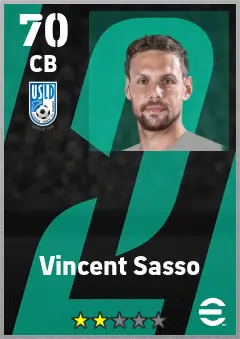 Vincent Sasso eFootball 2026 player card — 70 OVR CB
