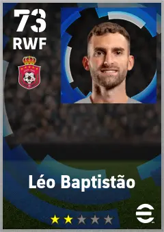 Leo Baptistao eFootball 2026 player card — 73 OVR RWF