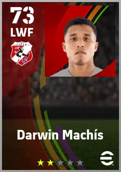 Darwin Machis eFootball 2026 player card — 73 OVR LWF