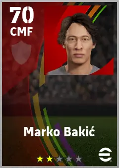 Marko Bakic eFootball 2026 player card — 70 OVR CMF