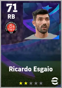Ricardo Esgaio eFootball 2026 player card — 71 OVR RB