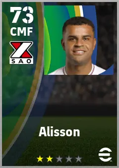Alisson eFootball 2026 player card — 73 OVR CMF