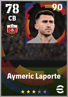 Aymeric Laporte eFootball 2026 player card — 78 OVR CB