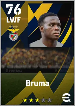 Bruma eFootball 2026 player card — 76 OVR LWF