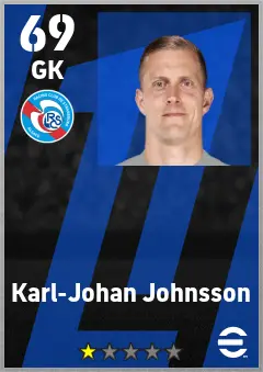Karl-Johan Johnsson eFootball 2026 player card — 69 OVR GK