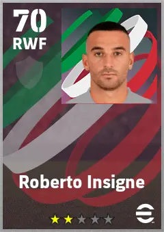 Roberto Insigne eFootball 2026 player card — 70 OVR RWF