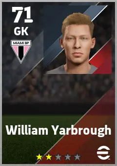 William Yarbrough eFootball 2026 player card — 71 OVR GK