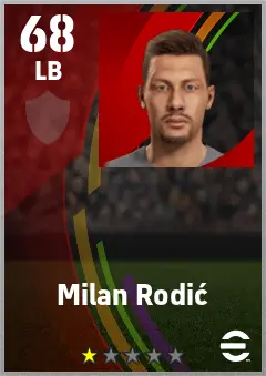 Milan Rodic eFootball 2026 player card — 68 OVR LB