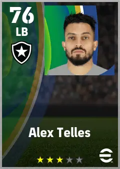 Alex Telles eFootball 2026 player card — 76 OVR LB