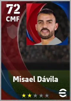 Misael Davila eFootball 2026 player card — 72 OVR CMF