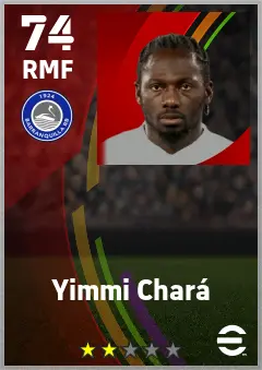 Yimmi Chara eFootball 2026 player card — 74 OVR RMF