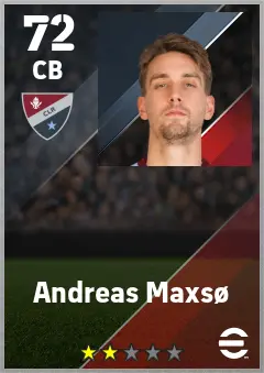 Andreas Maxso eFootball 2026 player card — 72 OVR CB