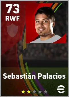 Sebastian Palacios eFootball 2026 player card — 73 OVR RWF