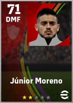 Junior Moreno eFootball 2026 player card — 71 OVR DMF