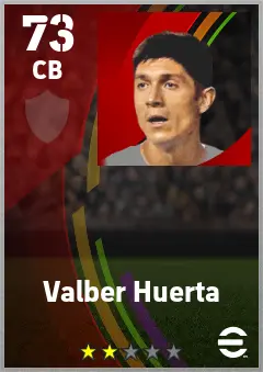 Valber Huerta eFootball 2026 player card — 73 OVR CB