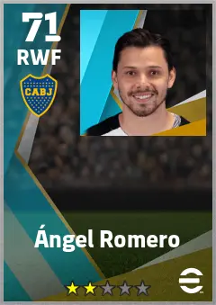 Angel Romero eFootball 2026 player card — 71 OVR RWF
