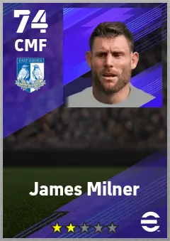 James Milner eFootball 2026 player card — 74 OVR CMF
