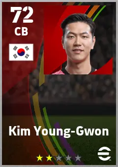 Kim Young-Gwon eFootball 2026 player card — 72 OVR CB