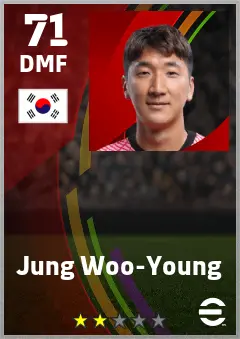 Jung Woo-Young eFootball 2026 player card — 71 OVR DMF