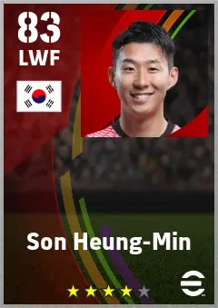 Son Heung-Min eFootball 2026 player card — 83 OVR LWF