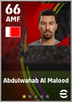 Abdulwahab Al Malood eFootball 2026 player card — 66 OVR AMF