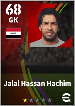 Jalal Hassan Hachim eFootball 2026 player card — 68 OVR GK