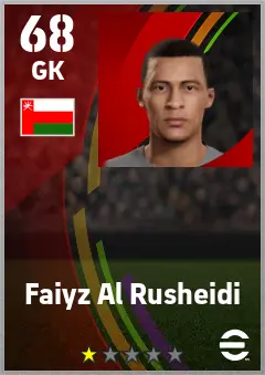 Faiyz Al Rusheidi eFootball 2026 player card — 68 OVR GK
