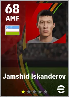 Jamshid Iskanderov eFootball 2026 player card — 68 OVR AMF