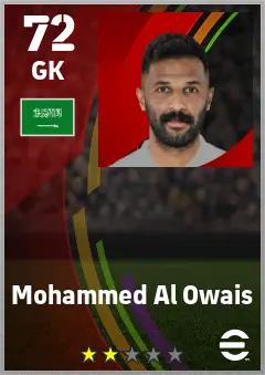 Mohammed Al Owais eFootball 2026 player card — 72 OVR GK