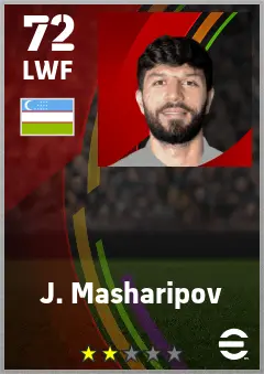 J. Masharipov eFootball 2026 player card — 72 OVR LWF