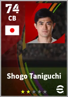 Shogo Taniguchi eFootball 2026 player card — 74 OVR CB