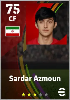 Sardar Azmoun eFootball 2026 player card — 75 OVR CF