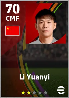 Li Yuanyi eFootball 2026 player card — 70 OVR CMF