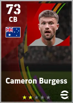 Cameron Burgess eFootball 2026 player card — 73 OVR CB