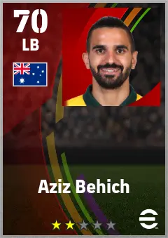 Aziz Behich eFootball 2026 player card — 70 OVR LB