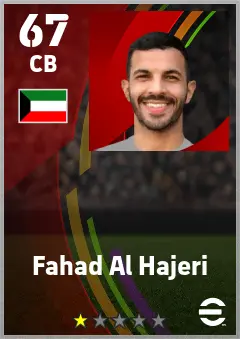 Fahad Al Hajeri eFootball 2026 player card — 67 OVR CB