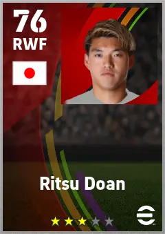 Ritsu Doan eFootball 2026 player card — 76 OVR RWF