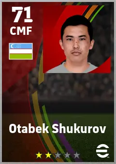 Otabek Shukurov eFootball 2026 player card — 71 OVR CMF