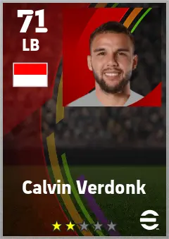 Calvin Verdonk eFootball 2026 player card — 71 OVR LB