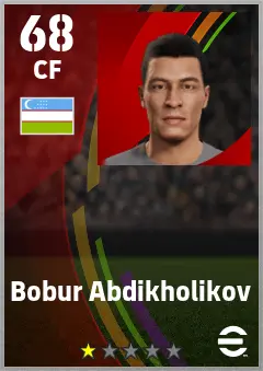 Bobur Abdikholikov eFootball 2026 player card — 68 OVR CF