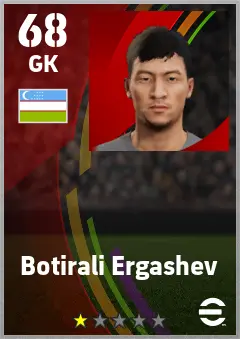 Botirali Ergashev eFootball 2026 player card — 68 OVR GK