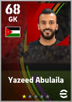 Yazeed Abulaila eFootball 2026 player card — 68 OVR GK