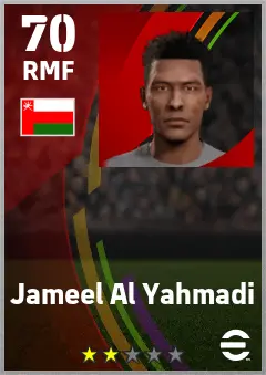 Jameel Al Yahmadi eFootball 2026 player card — 70 OVR RMF