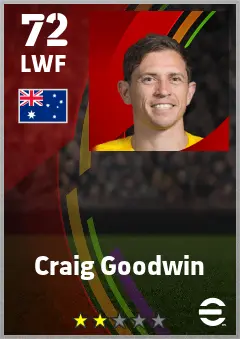 Craig Goodwin eFootball 2026 player card — 72 OVR LWF