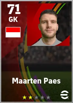 Maarten Paes eFootball 2026 player card — 71 OVR GK